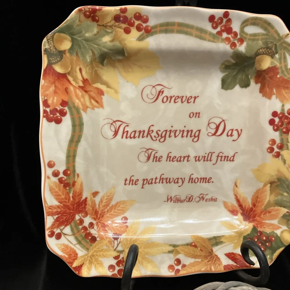 222 Fifth Autumn Family Celebration 10in Serving Dish & Thanksgiving Cornucopia